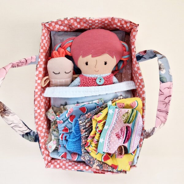 Handmade doll bed set with a soft mattress, pillow and blanket