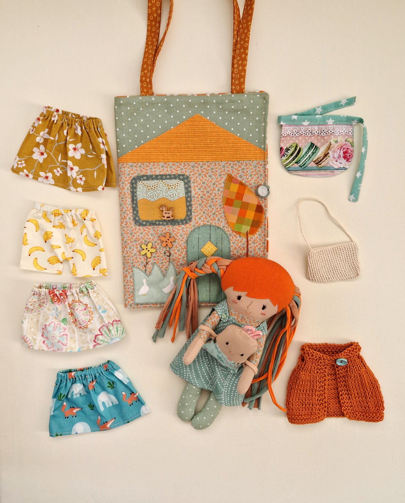 Colorful doll play house with clothes and accessories
