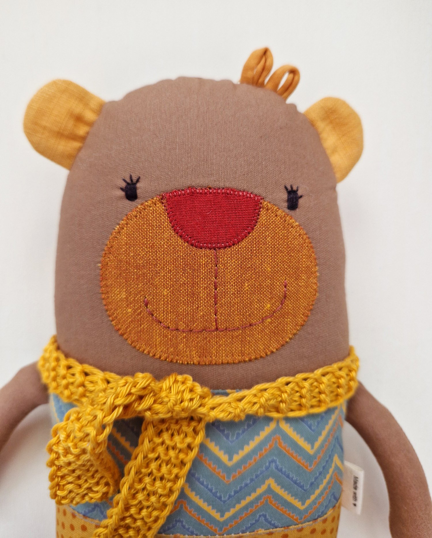 Textile teddy bear doll for nursery decor
