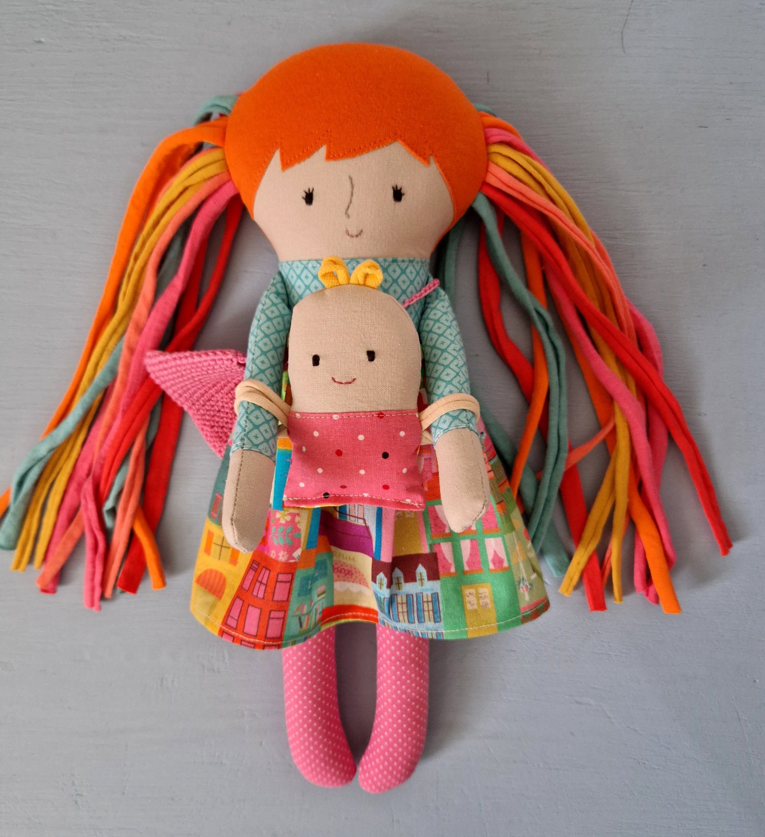 Rag doll with baby