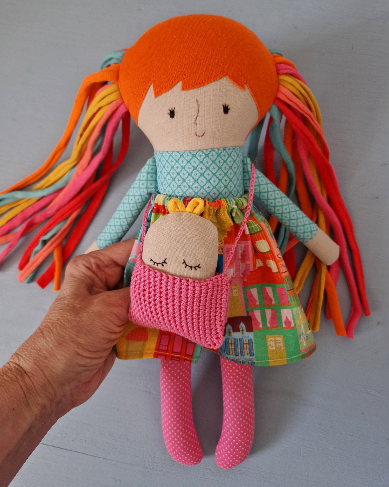 Rag doll with baby
